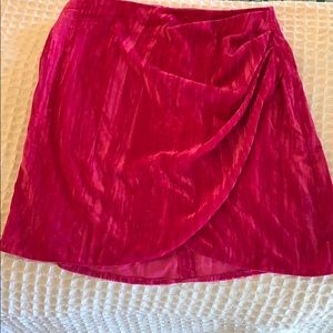 TOPSHOP HOT PINK VELVET MINI SKIRT